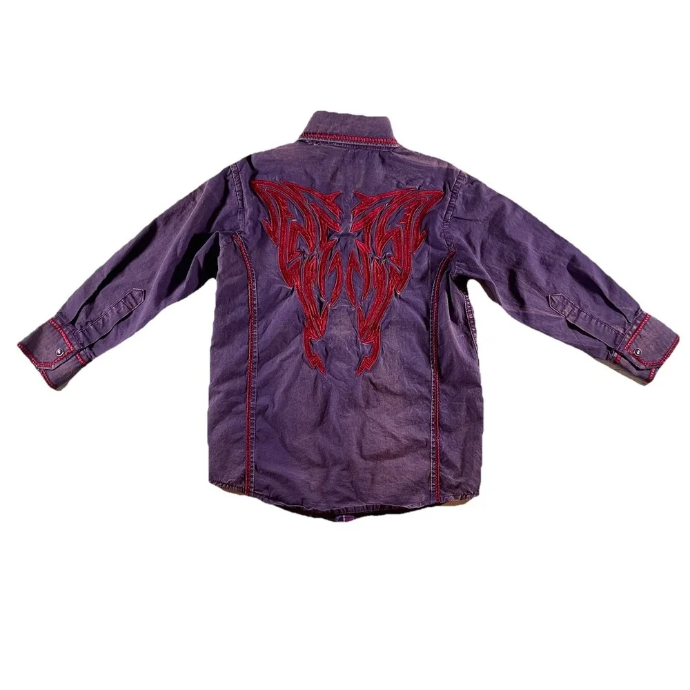 Platini Black Label Kids' Size 4 Purple and‎ Red Button-Up Shirt